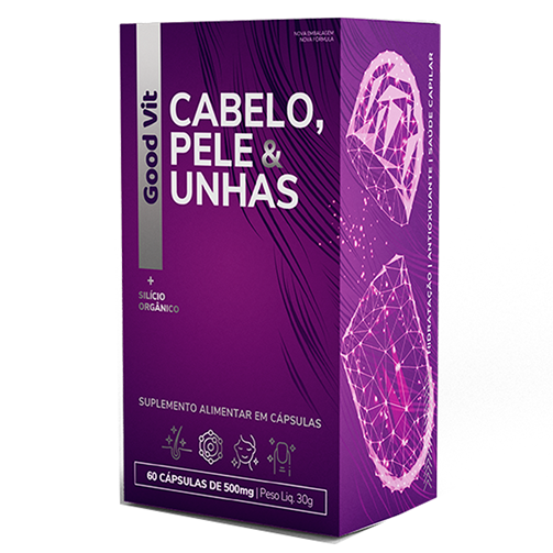 Vitaminas Cabelos Pele e Unhas 500mg C/60 Cápsulas - Good Vit