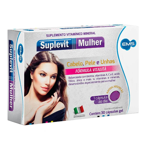 Suplevit Mulher Cabelo Pele e Unhas 30 cápsulas – Ems
